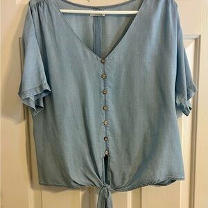 Sky Blue Button-Down Women's Shirt